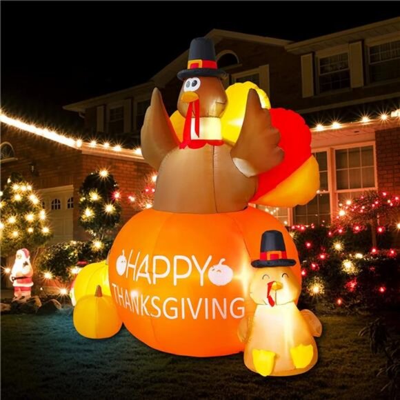 Thanksgiving Inflatables Turkey Outdoor Decorations - Blow Up Turkey Inflatable - Picture 4 of 8